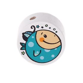 Motif bead disc fish small 'light turquoise' 50 in stock 